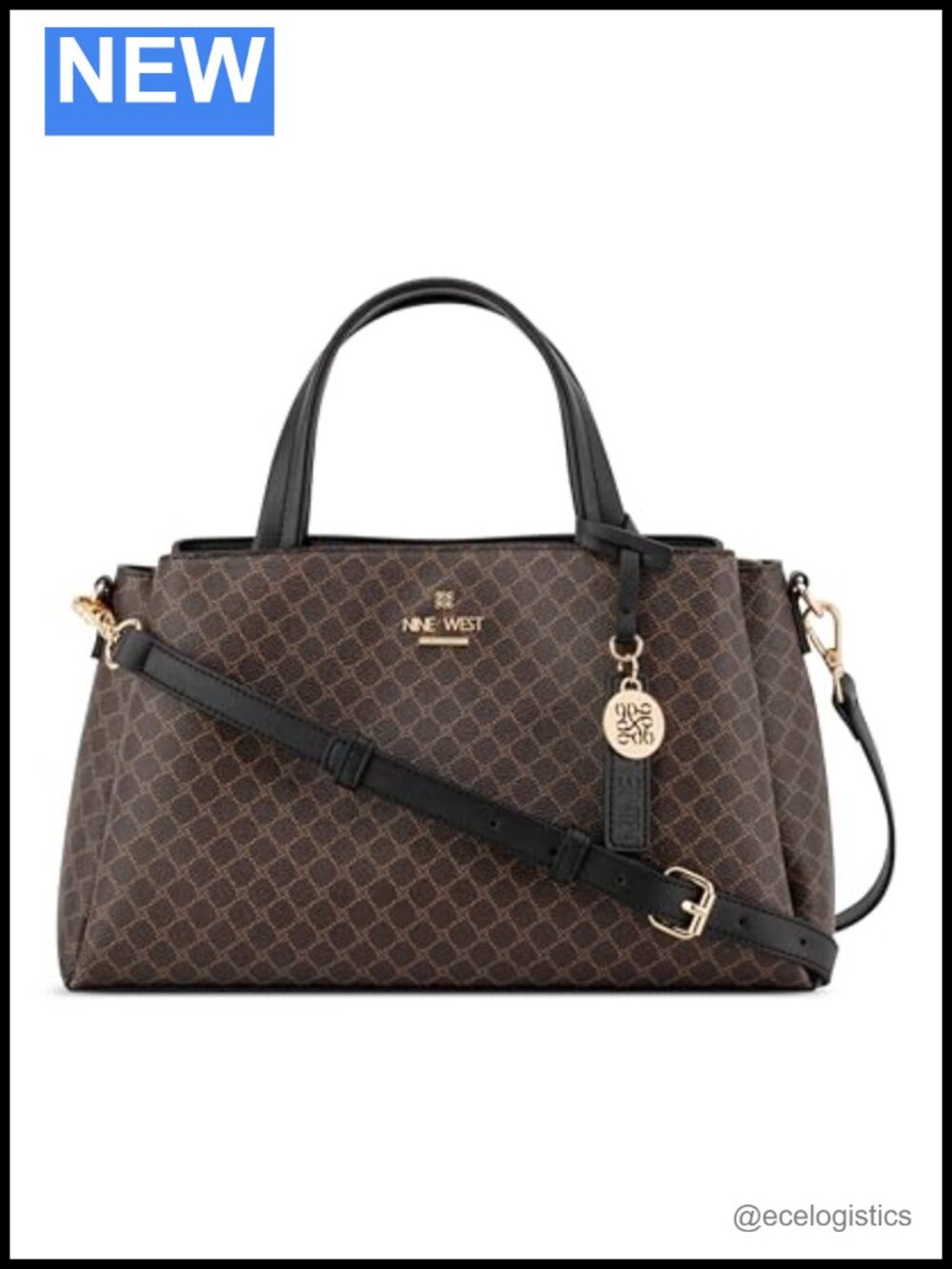 Faux Leather Triple Compartment Satchel Handbag with Adjustable Strap